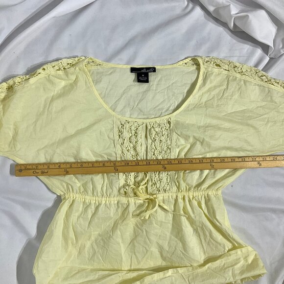 Yellow Flowy 3/4 Sleeve Top Sz Med Willi Smith - Picture 6 of 11